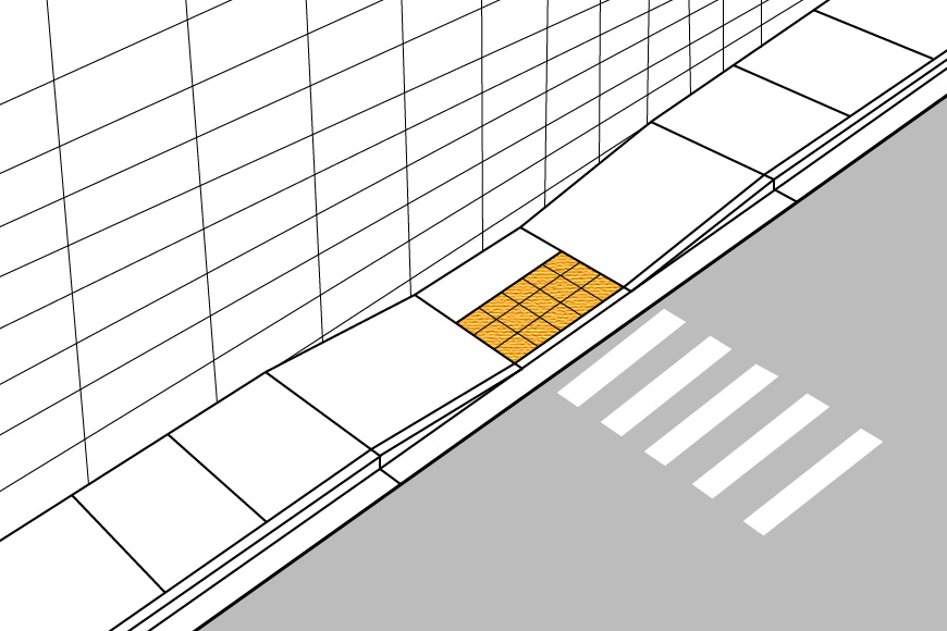 Parallel curb ramp on a city sidewalk