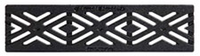 A trench grate with slots in three angular geometrical shapes