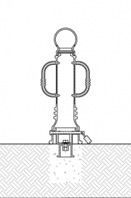 Diagram of a removable bike bollard installed using anchor casting