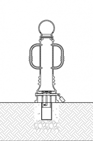 Diagram of removable bike bollard installed using retractable mount