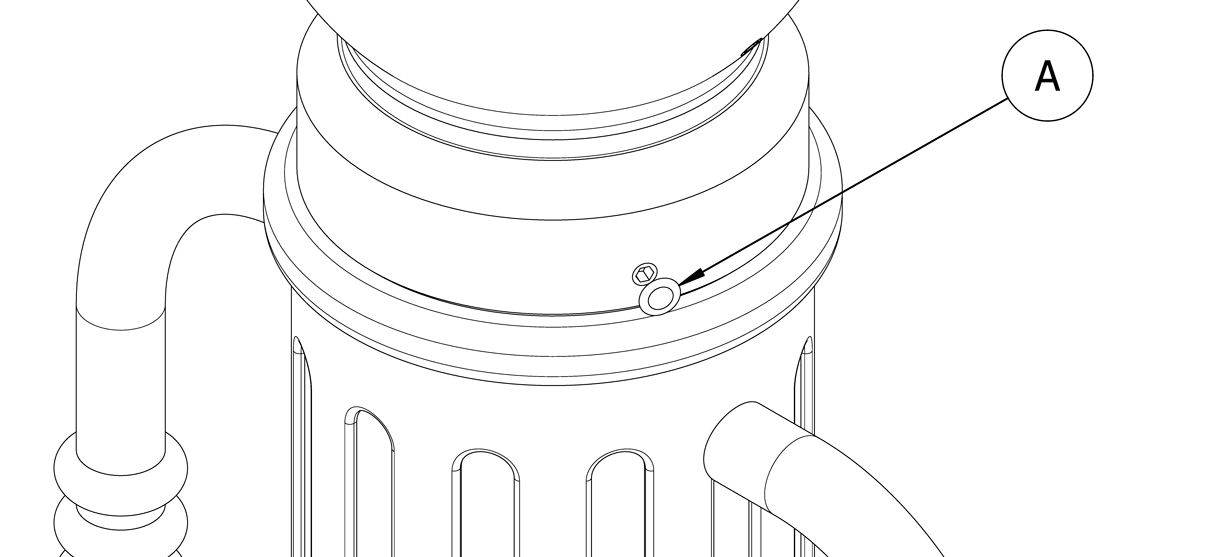 Diagram showing set screws covered with plastic plugs