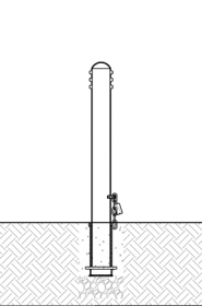 Diagram of a removable bollard installed using a receiver with chain