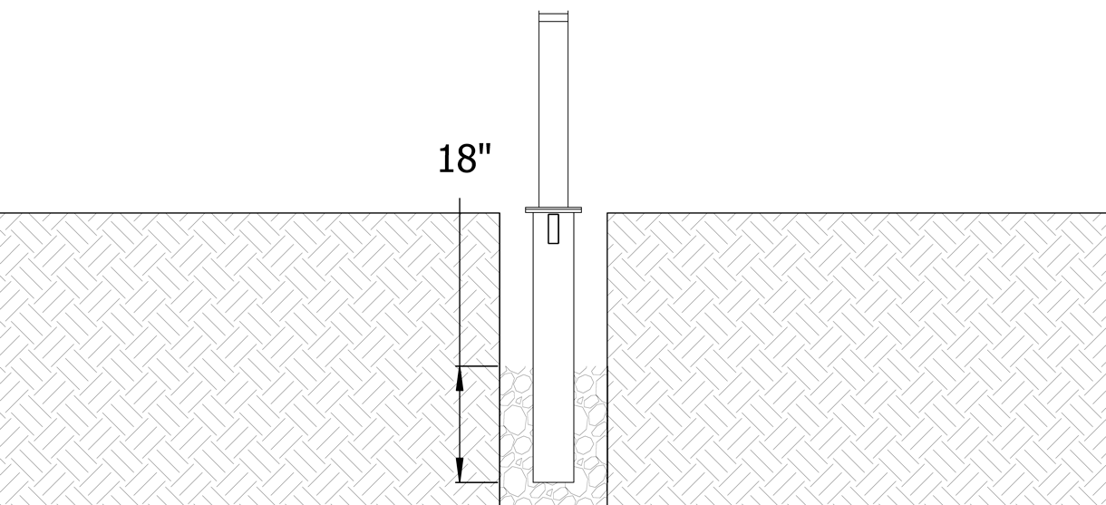 Diagram showing back fill around the receiver approximately 18 inches from the bottom