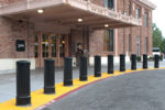 black decorative bollard covers protect steel bollards with a 12-inch diameter
