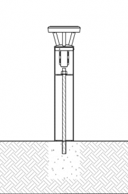 Diagram of a solar bollard installed using an adhesive anchoring system