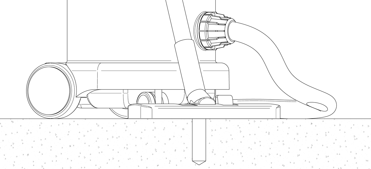 Diagram showing the vacuum clearing the hole