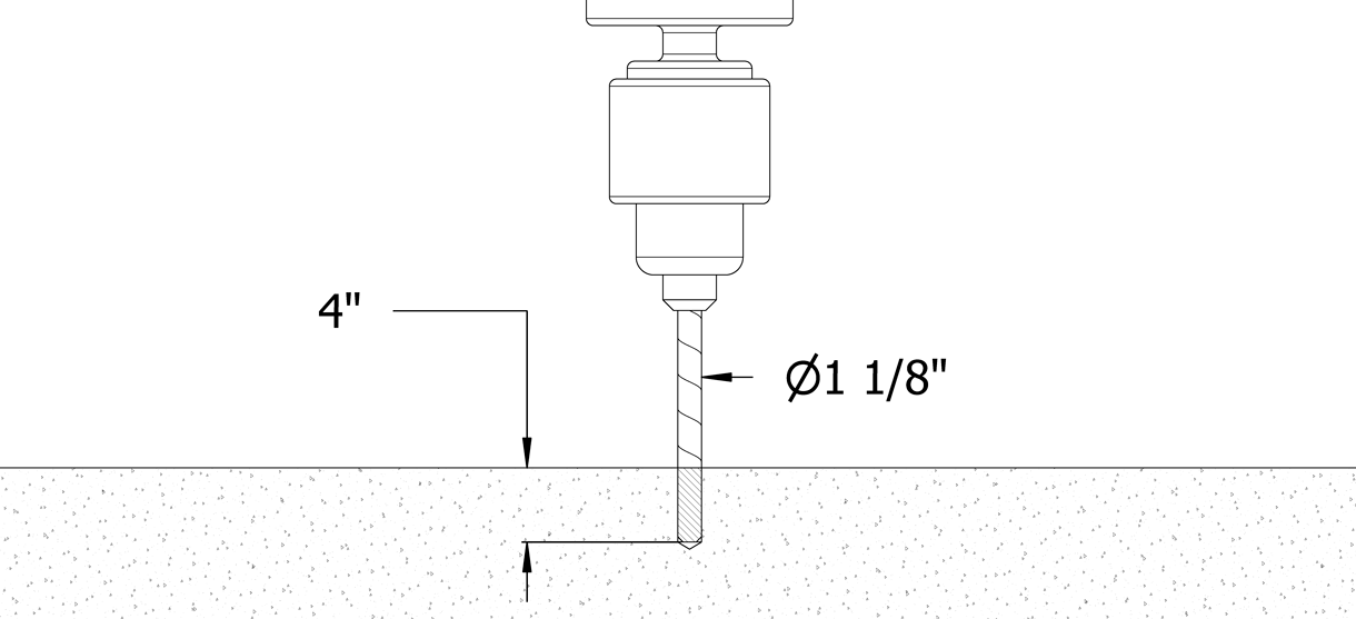 Diagram showing drilling of concrete