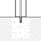 Diagram of a solar bollard installed using drop-in concrete inserts