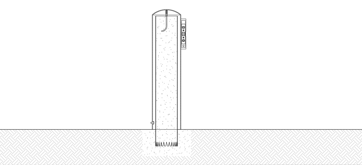 Diagram showing a level against the side of bollard cover