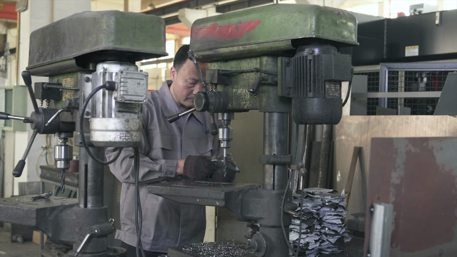 A column drilling machine used for drilling small holes.