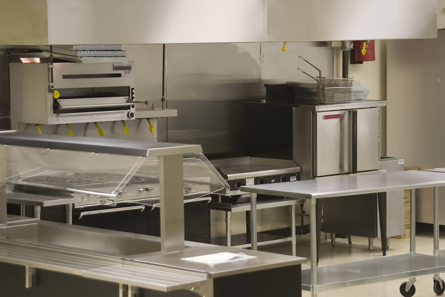 Stainless steel items found in commercial kitchen resist rust and corrosion