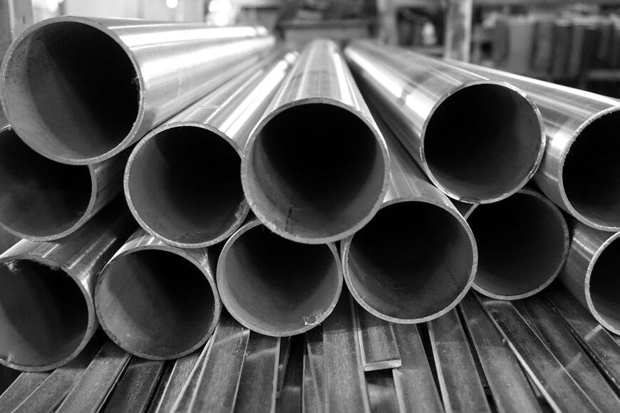 A stack of stainless steel tubes