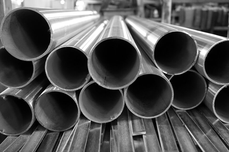 steel pipes stacked