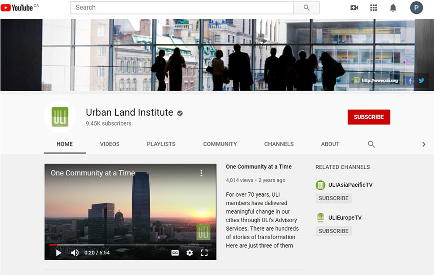Urban Land Institute YouTube image capture
